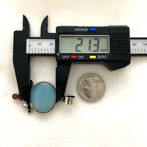 Sterling Silver 925 Chalcedony Amethyst Garnet Iolite Pendant Necklace 20" Chain - Picture 14 of 16